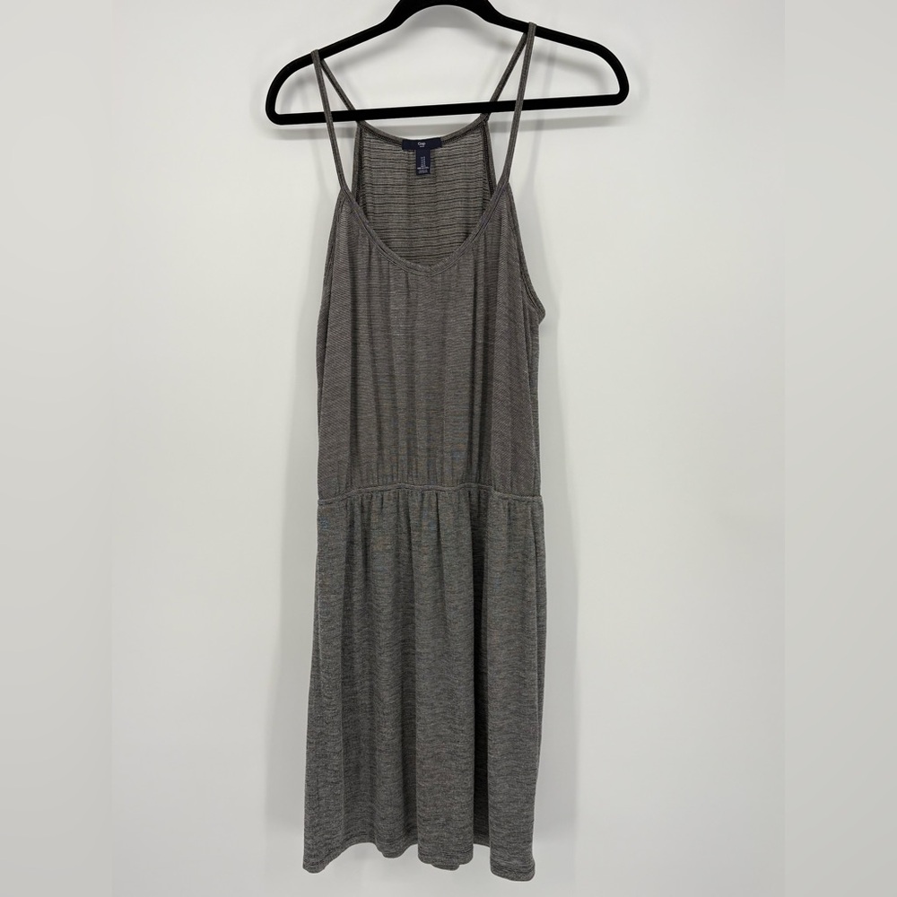 GAP Dress Vee Neck Racer True Black Striped Women’s Small